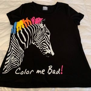Cor3 Color Me Bad Zebra Rainbow Shirt XXL